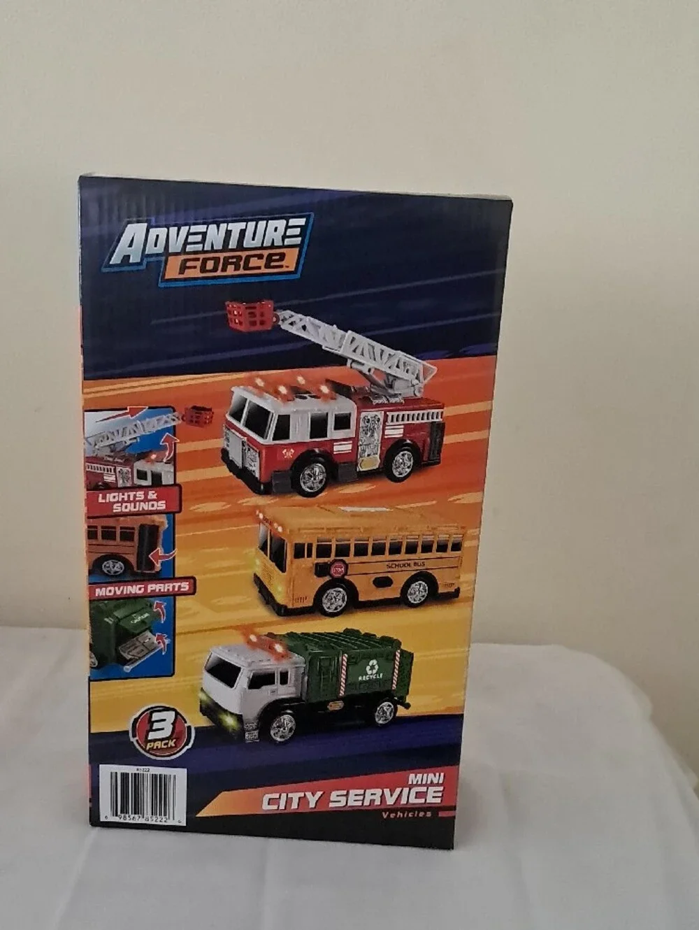 Adventure Force Kids' Yellow School Bus Toy - 3-Pack City Service Vehicles